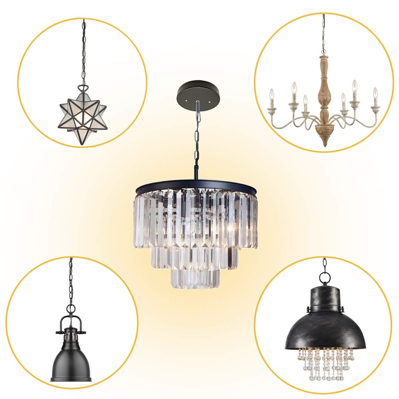ECUDIS Chandelier Canopy Kit, 5 1/8 Ceiling Lighting Modern Steel