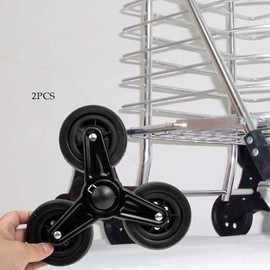 2 ruedas plegables para carrito de compras, accesorios antideslizantes, se instalan fácilmente con soporte de Metal, ruedas negras para escalar