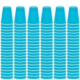 DecorRack Party Cups 12 oz Reusable Disposable Cups for Birthday Party Bachelorette Camping Indoor Outdoor Events Beverage Drinking Cups (Light Blue, 120)