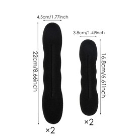 Women's Hair Bun Maker, Pack of 4 Magic Hair Bun Maker, Hair Bun Maker, Sponge Clips, Doughnut Bun Bun Bun, Hair Updo Tools, Hair Bun Maker for Women Girls, 2 Large 2 Small (Black)