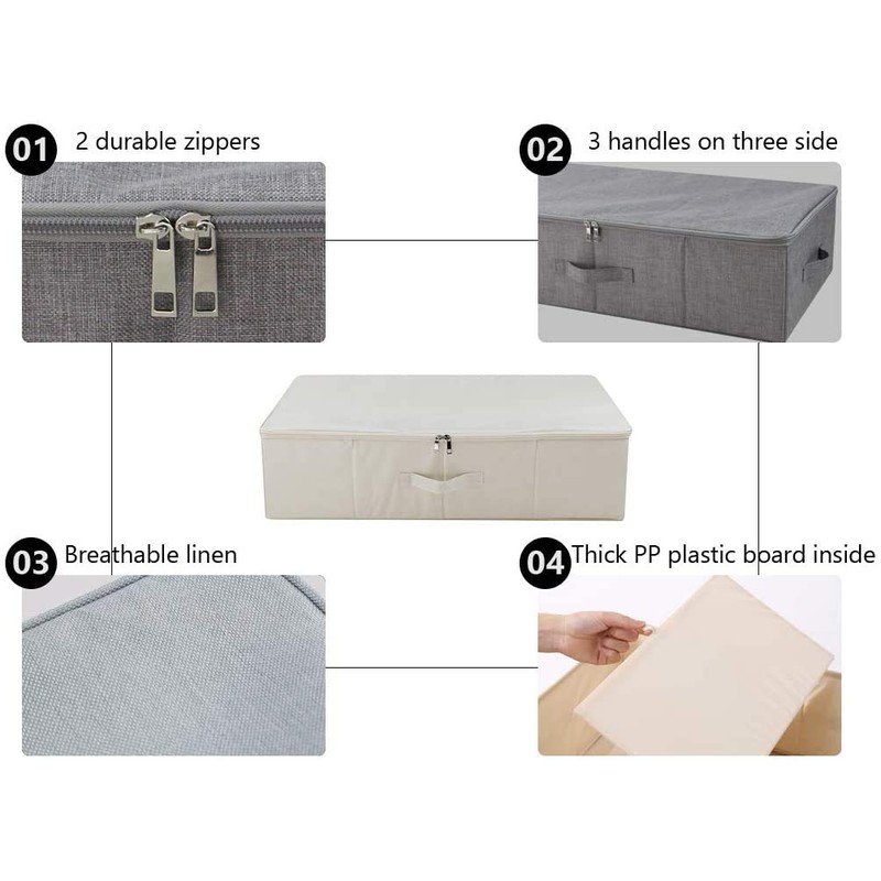 iwill CREATE PRO 3Pcs Collapsible Rigid Underbed Storage Bins, 27.5