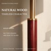 EMORLO Mid Century Modern Table Lamp, 22" Wood Pull Chain