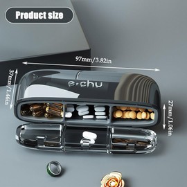 Silars Pill Box 3 Compartments, Daily Pill Box for 3 Days, Pill Box for Vitamins, Medicines, Dietary Supplements (Black)