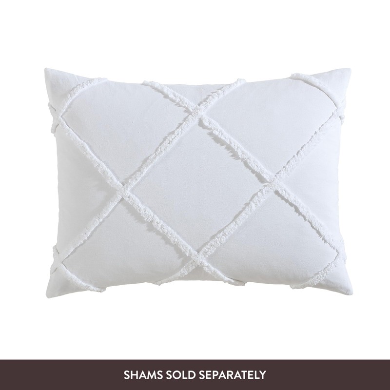 ELLE Decor Diamond 100% Cotton Chenille Bedspread, King, White