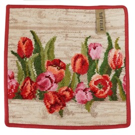 Faylor Handkerchief Hand Towel, Ladies, 9.8 x 9.8 inches (25 x 25 cm), Amsterdam Carmine Red