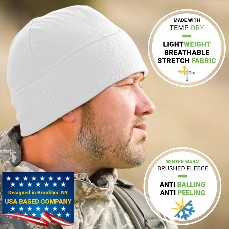 Temple Tape Tactical Fleece Watch Cap Beanie Pure White