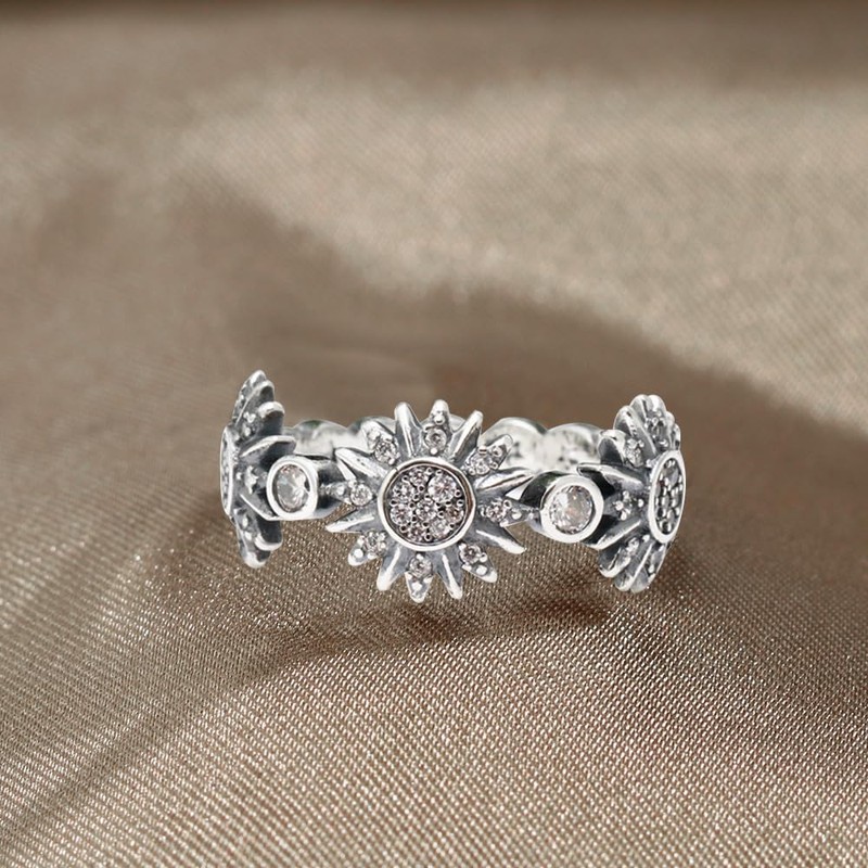 TOFBS Sun and Moon Rings Set 925 Silver Stackable Sky