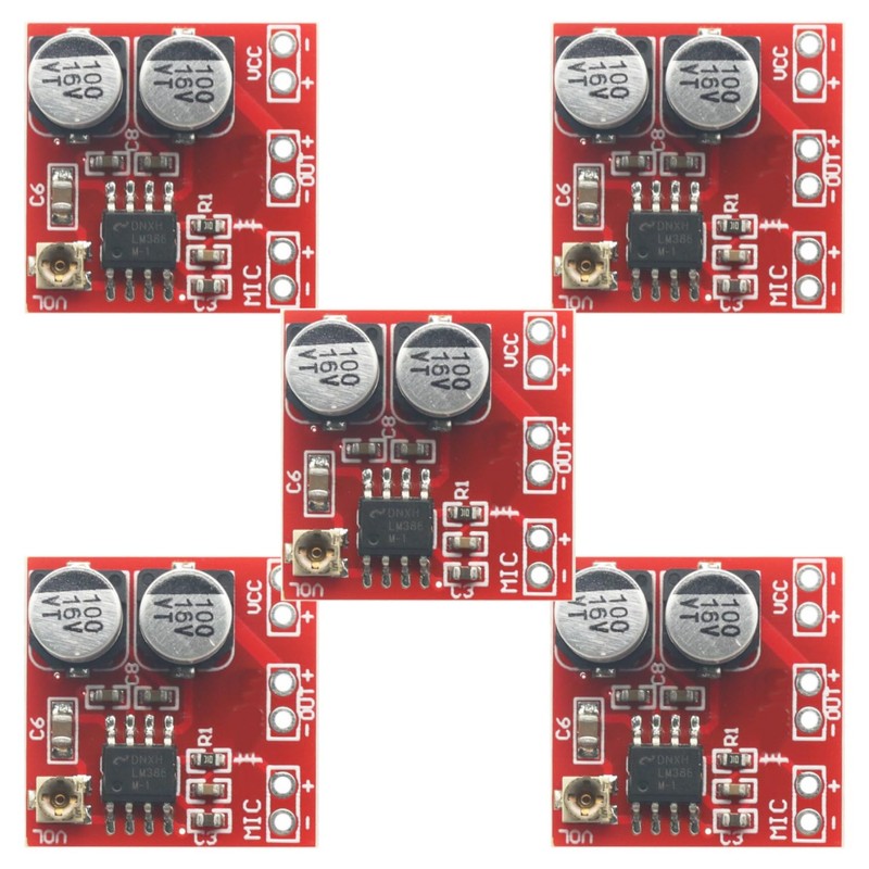 5pcs LM386 Electret Microphone Amplifier Board,Microphone Amplifier DC4-12V