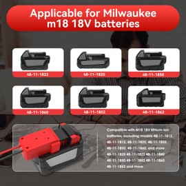 4-Pack Power Wheels Battery Adapter for Milwaukee M18 Battery Adapter- Upgrade Power Tool Drill Battery Converter with Fuses& 12AWG Wire& Wire Terminal& Power Connector for DIY Rc Car Tuck Toy Robotic