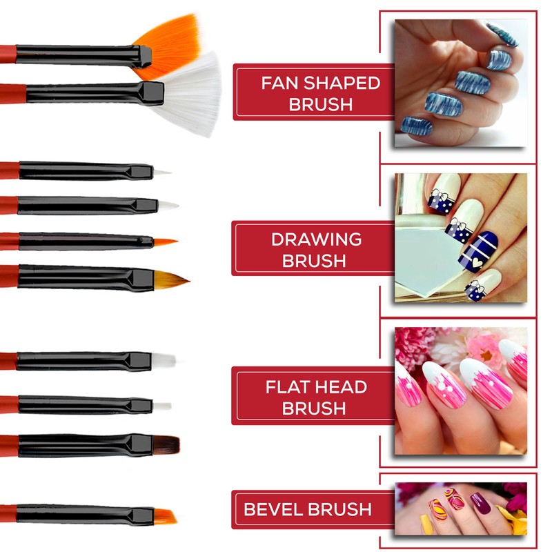 Glow 20 Nail Art Brush Set and Dotting Tool, Nail