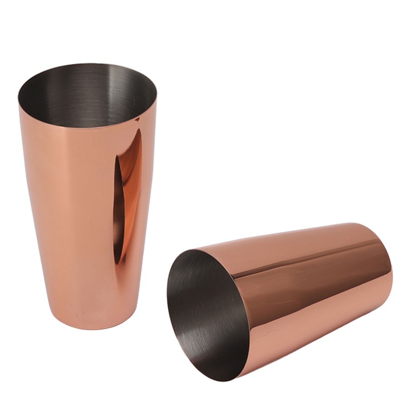 Boston Cocktail Shaker Stainless Steel Rose Gold Glossy Surfaces Leakproof