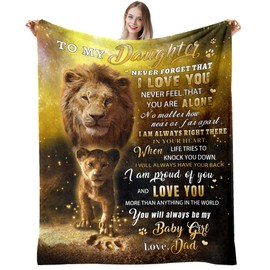 Daughter Gifts, Daughter Birthday Gifts from Dad, to My Daughter Blanket from Dad, Gifts for Daughter Adult, Christmas Thanksgiving Gift for Daughter Lion Throw Blanket 50"x60"