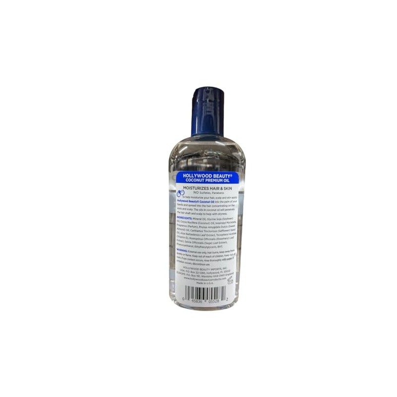 Hollywood Beauty Coconut Hair Oil, 8oz Bottle, Moisturizes Hair &
