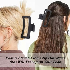 Ahoney 5" Black Extra Large Hair Clips (4PCS) - Giant Claw Clips for Thick Long Hair, Strong Hold Oversized Matte Banana Clips