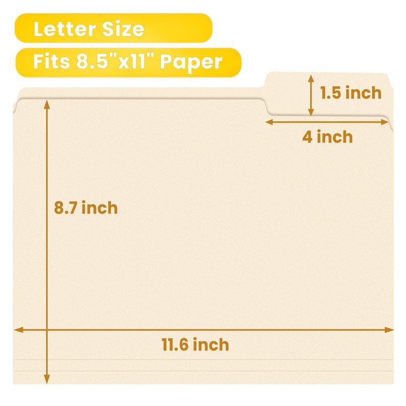 SUNEE File Folders, 30 Pack Manilla Folders 8.5 x 11,