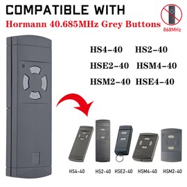 Garage Door Remote Control Replacement for HORMANN HS4-40 HS2-40 HSE2-40 HSM4-40 HSM2-40 Compatible with GARADOR 40.685MHz Grey Buttons Handheld Transmitter