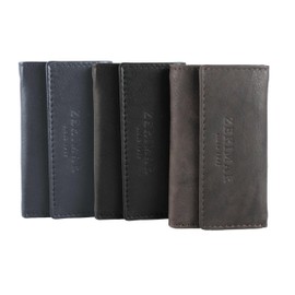 Zerimar Elegant men's wallet made of natural leather, key ring wallet, classic wallet for men, key ring made of leather, FabLAU, dimensions 10 x 7 cm, navy