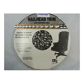 PEWTER 30ft Metal Trim Strip Nailhead Trim +14 Nails Grey Indoor Cloth Upholstery Tackstrip Roll
