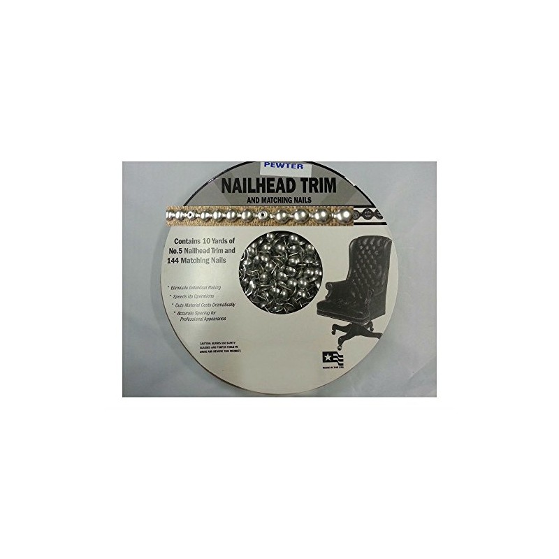PEWTER 30ft Metal Trim Strip Nailhead Trim +14 Nails Grey