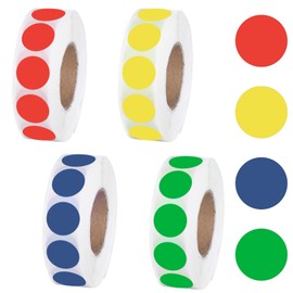 Oruola 4000pcs Coloured Dots Stickers - 4 Rolls Coloured Sticky Dots,Sticky Dot for Marking,13mm Circle Dot Stickers,Perfect for Home,Office,School,and Inventory Labeling(4 Colors)