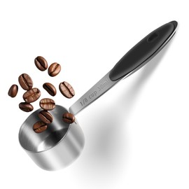 Gjinxi 1/8 Cup Measuring Cup Stainless Steel Spoon Metal Coffee Spoon Set Portable Scale Spoon Long Handle Tablespoon Single Cooking Scales Black (2Tbsp/30ml/30cc/1oz)