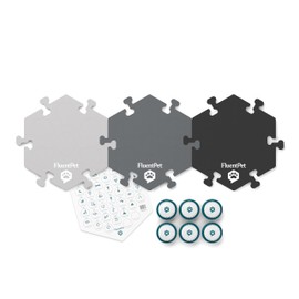 FluentPet Speak Up Get Started Kit with Clearer Upward-Facing Sound - 6 Recordable Buttons for Dogs & 3 Grey HexTiles | Dog & Cat Communication Buttons Set | with Batteries