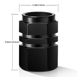 AIEX 8 Packs Aluminum Tire Valve Stem Caps with Gasket Universal Hexagon Valve Covers Replacement for Cars, SUV, Bike, Bicycle, Motorcycles, Airproof, Screw-On, Easy-Grip(Black)