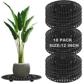 SENENQU 18PCS Plant Level Pot Elevator 12 Inch, Plant Risers for Pots, Heavy Duty Potted Plant Stand, Black Plant Runoff Tray Planter Holder for Prevent Rot and Damage, Indoor and Outdoor Use