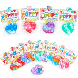 JOOYIN - 14 Juguetes para ansiedadcon corazón, Juguete de Pop con Llavero con tarjetas de san valentin, Mini Juguetes para aliviar el estrés,regalos de san valentín, tarjeta de regalo, regalos niños
