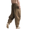 CLANMILUMS Men's Cotton Harem Pants Casual Loose Hippie Drop Crotch