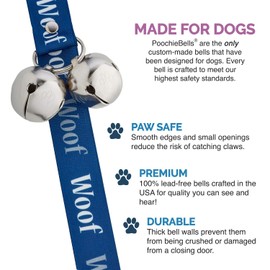 PoochieBells Handcrafted Dog Doorbell for Potty Training – Easy & Quick, Doggie-Safe USA-Made Dog Door Bell with Perfect Sound, Dog Trainer-Recommended for Over 20 Years, Woof Woof