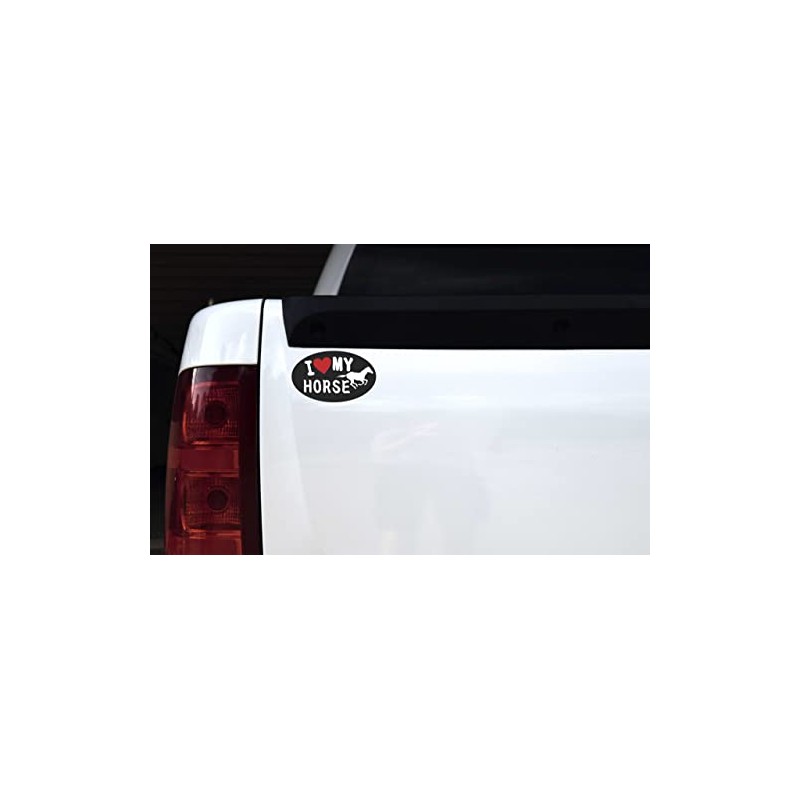 StickerTalk Oval I Love My Horse Vinyl Sticker, 5 inches