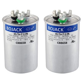 BOJACK 2 Pcs 45+5uF 45/5 MFD ±6% 370V/440V CBB65 Dual Run Circular Start Capacitor for AC Motor Run or Fan Start or Condenser Straight