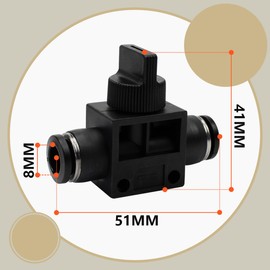 Bwintech 5 Pcs 8 mm Hose AD Air Flow Control Ball Valve Push to Connect Straight Pneumatic Union Fitting
