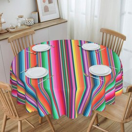juniissl Mexican Tablecloth Serape Table Cover Washable Tabletop for Kitchen Dinning Decoration Round 60inch