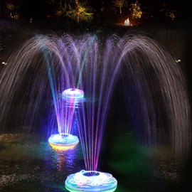 Floating Pool Fountains with Light Show,Battery Pond Water Fountain,IP68 Waterproof Pool Waterfall Fountains,2 Modes Pool Sprinkler Fountain for Inground Above Ground Pool, Gardens-1pc