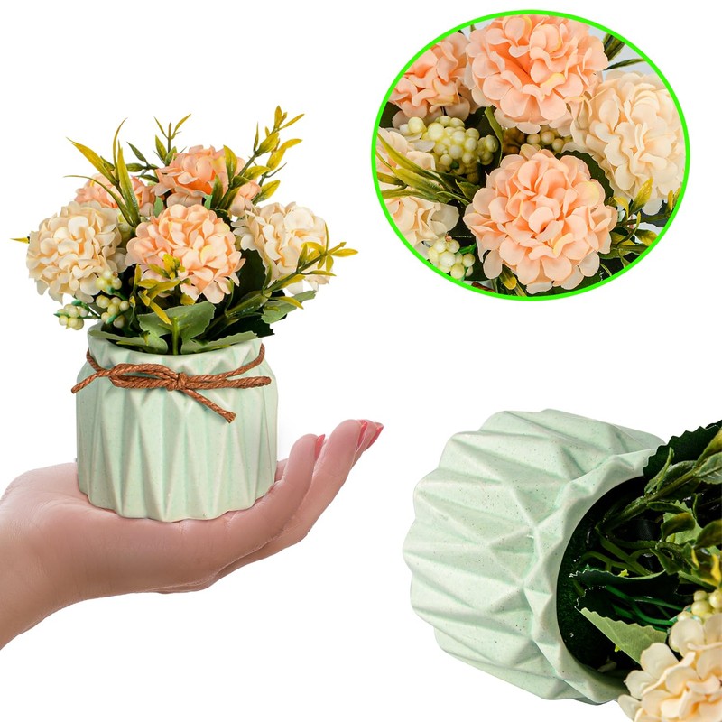 Artificial Flower Plants – Mini Fake Hydrangea Flowers in Pot