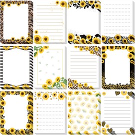 Moinchore 12 Pcs Sunflower Sticky Notes Leopard Sunflower to Do List Gifts 3x4 Inch Flower Memo Notes Adhesive Notepad for Memo Reminder Journal Studying Office Home