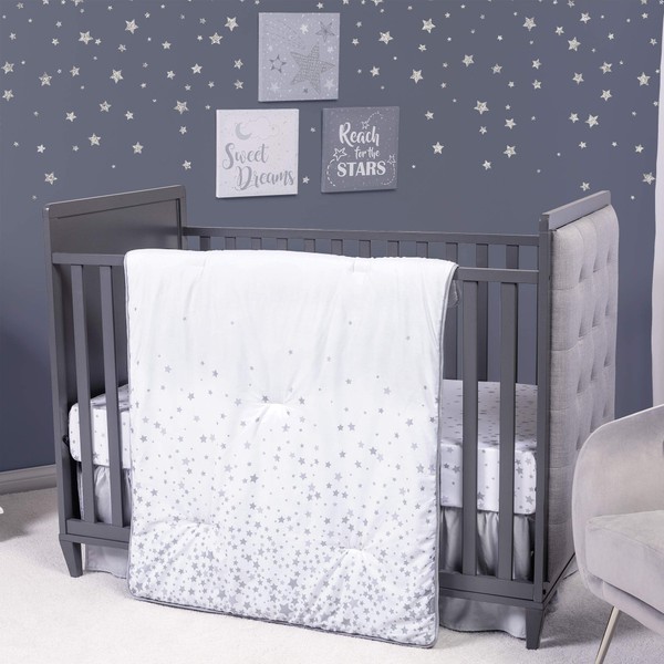 Trend Lab Sprinkle Stars 3 Piece Crib Bedding Set, Gender-Neutral Color Palette, Includes Quilt, Fitted Crib Sheet and Skirt