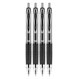 uni-ball® 207™ Retractable Fraud Prevention Gel Pens, Bold Point, 1.0 mm, Translucent Black Barrels, Black Ink, Pack Of 4