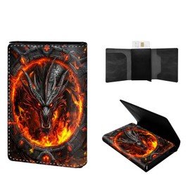 VACGBJPG Wallet for Men Card Holder Slim RFID Blocking Pop-up,Faux Leather Business & Credit Wallet,Holds Up to Cards & Cash Minimalist Front Pocket,Billeteras de Hombres, Fiery Black Dragon,