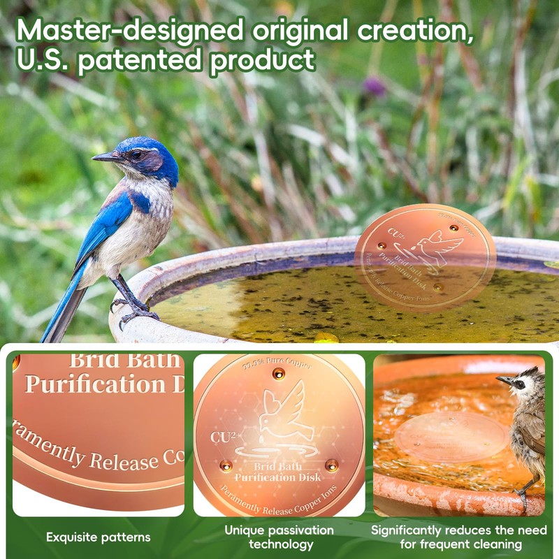 QWACVRTM Bird Bath Copper Disk, 99.99% Pure Copper Cleaning Disk,