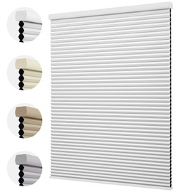 MiLin Cordless Cellular Shades Blackout 1.5" Cellular Blinds for Indoor Window Pull Down Honeycomb Blinds Thermal Insulated Window Shades for Home, Office, Bedroom (Blackout White, 35" W x 64" H)