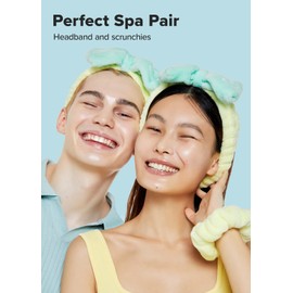 I DEW CARE Face Wash Headband & Scrunchie Set - Perfect Spa Pair | Mother's Day, Spa day, Soft, Cute for Makeup, Shower, Teen Girls Stuff, 1 Count
