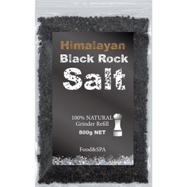 Black Salt Edible (Mill Granular) Himalayan Black 800g Convenient Stand Chuck Bag) 【Edible & Bath Use】100% Edible Natural Gift for over 300 Million Years with Over 80 Minerals Edible Salt Can be Used