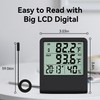 4-in-1 Thermometer Hygrometer with Alarm Clock, Large LCD, 1.5 m