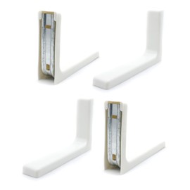 DOJA Barcelona | White Shelf Brackets | 4 Wall Shelf Support | 115x78mm | Metal Square with Plastic Cover | Resistant Squares for Work Bench, Book Support...