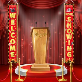 Avezano Movie Night Decorations Welcome Now Showing Movie Night Porch Sign Movie Theme Party Banner Decorations Supplies