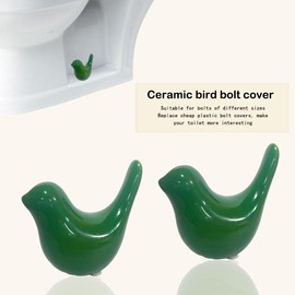 2-Pcs Ceramic Bird Toilet Bolt Covers, Toilet Bolt Caps , easy to install, no power needed, suitable for bathroom decor,Cute Home Decor - Color: Green