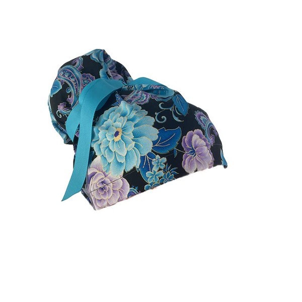 High Bun Ponytail Scrub Caps – Midnight Flowers - Ponytail